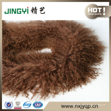 Großhandelslanges Haar-lockiges Pelz-tibetanisches mongolisches Lamm-Haut-Schal